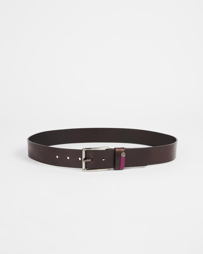 Ceinture Ted Baker Contrast Detail Leather Chocolat Homme | PHS-28491280